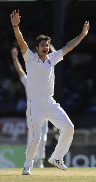 James Anderson appeals in vain for Devon Smith's wicket, West Indies v England, 5th Test, Trinidad, March 7, 2009