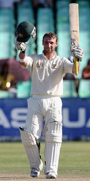 Phillip Hughes brings up his hundred, South Africa v Australia, 2nd Test, Durban, 3rd day, March 8, 2009