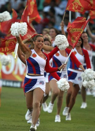 Cheerleaders perform at the Royal Challengers Bangalore v Kings XI Punjab match, Durban, May 1, 2009