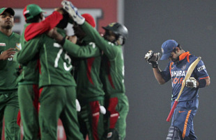 Virat Kohli succumbs nine short of his hundred, Bangladesh v India, Tri-series, 3rd ODI, Mirpur, January 7, 2010