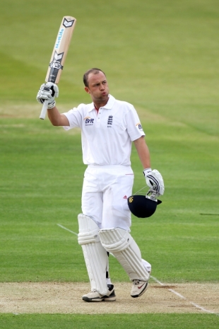 Jonathan Trott raised his bat as he went past 150 to his highest score in Test cricket, England v Bangladesh, 1st Test, Lord's, May 27, 2010
