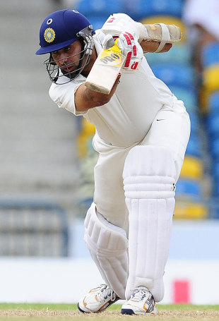 VVS Laxman leans into a drive, West Indies v India, 2nd Test, Bridgetown, 4th day, July 1, 2011 