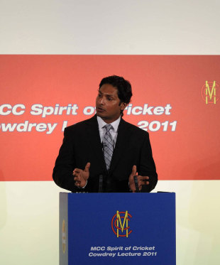 Kumar Sangakkara delivers the MCC Spirit of Cricket Cowdrey Lecture, Lord's, July 4, 2011