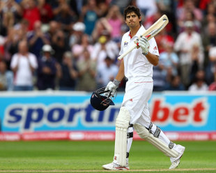 Alastair Cook brings up his 250, England v India, 3rd npower Test, Edgbaston, 3rd day, August 12, 2011