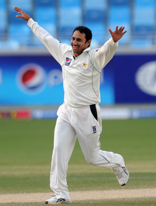 Saeed Ajmal is pleased after his five-for, Pakistan v Sri Lanka, 2nd Test, Dubai, 4th day, October 29, 2011