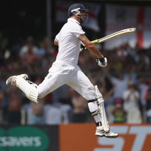 An ecstatic Kevin Pietersen celebrates his century, Sri Lanka v England, 2nd Test, Colombo, P Sara Oval, 3rd day, April 5, 2012
