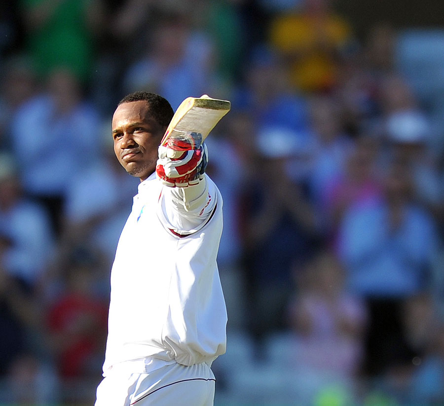Marlon Samuels reached his third Test hundred, England v West Indies, 2nd Test, Trent Bridge, 1st day, May 25, 2012