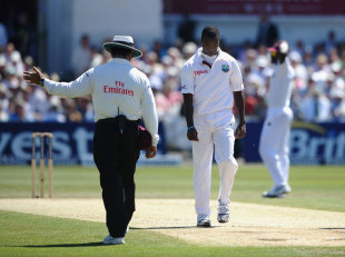 A no-ball twice cost Kemar Roach the wicket of Alastair Cook, England v West Indies, 2nd Test, Trent Bridge, 2nd day, May 26, 2012