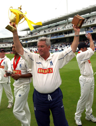 Bob Woolmer celebrates the trophy win, Essex v Warwickshire, Benson and Hedges Cup Final, Lord's, 22 June 2002