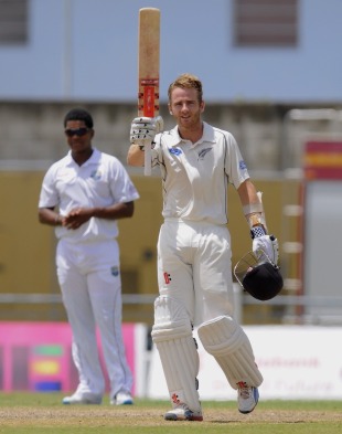 Kane Williamson punches off the back foot, West Indies v New Zealand, 3rd Test, Barbados, 4th day, June 29, 2014