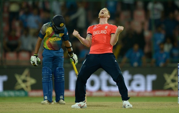 Ben Stokes is pumped after sealing England's win, England v Sri Lanka, World T20 2016, Group 1, Delhi, March 26, 2016