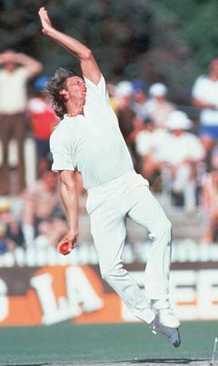 Jeff Thomson in full flow during the 1982-83 Ashes series