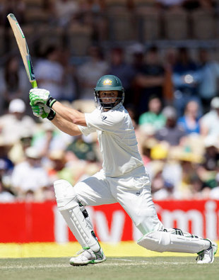 Adam Gilchrist plays a trademark shot in his last Test, Australia v India, 4th Test, Adelaide, 4th day, January 27, 2008