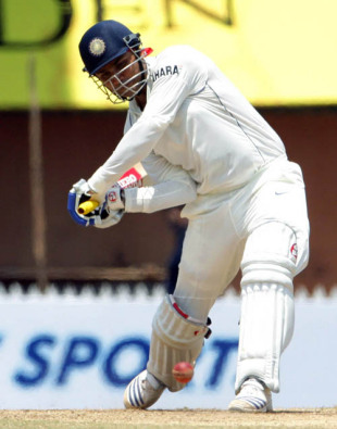 Virender Sehwag readies to bludgeon the ball, India v South Africa, 1st Test, Chennai, 2nd day, March 28, 2008 
