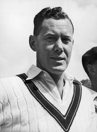 Bill Brown in the Australian line-up during a tour game, Worcestershire v Australians, Worcester, 1st day, April 28, 1948