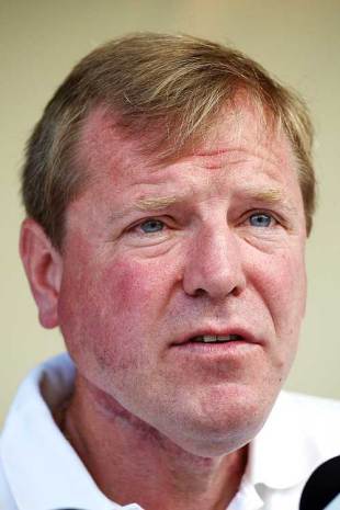 Hugh Morris lets the media know that Samit Patel has been axed, Port of Spain, Trinidad, March 4, 2009